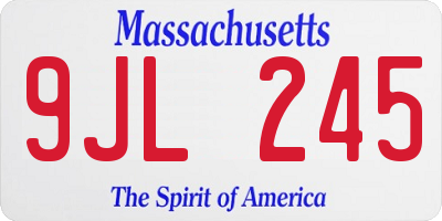 MA license plate 9JL245