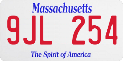 MA license plate 9JL254