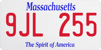 MA license plate 9JL255
