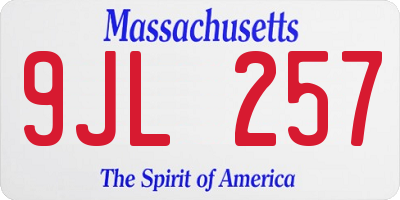 MA license plate 9JL257