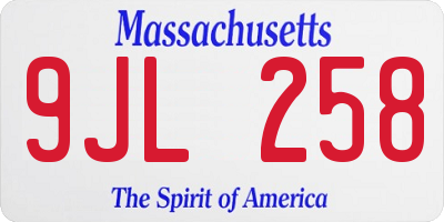 MA license plate 9JL258