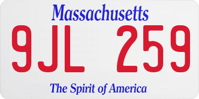 MA license plate 9JL259
