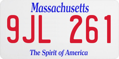 MA license plate 9JL261