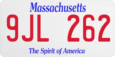 MA license plate 9JL262