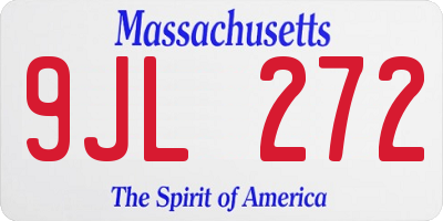 MA license plate 9JL272
