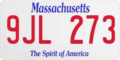 MA license plate 9JL273