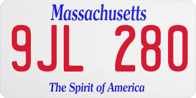 MA license plate 9JL280
