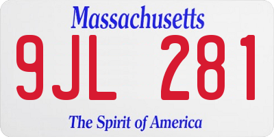 MA license plate 9JL281