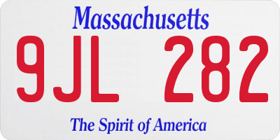MA license plate 9JL282