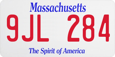 MA license plate 9JL284