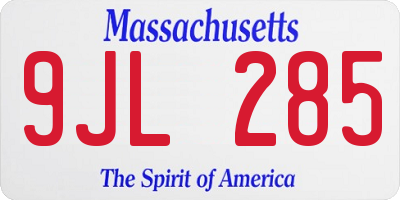 MA license plate 9JL285