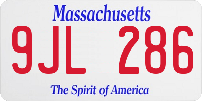 MA license plate 9JL286