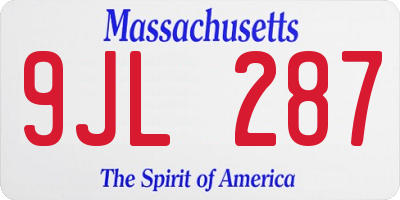 MA license plate 9JL287