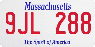 MA license plate 9JL288