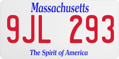 MA license plate 9JL293