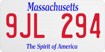 MA license plate 9JL294
