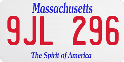 MA license plate 9JL296