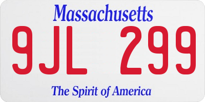 MA license plate 9JL299
