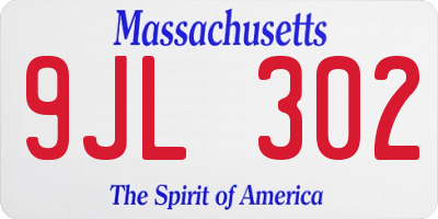 MA license plate 9JL302