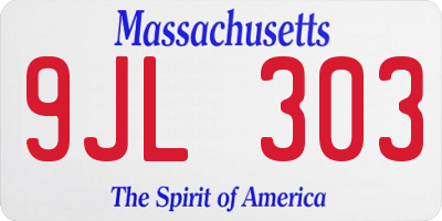 MA license plate 9JL303