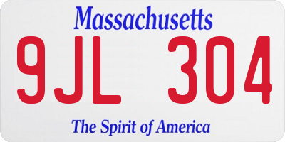 MA license plate 9JL304