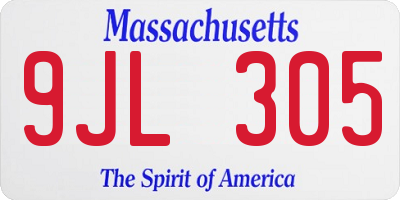 MA license plate 9JL305