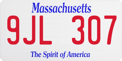 MA license plate 9JL307