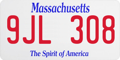MA license plate 9JL308