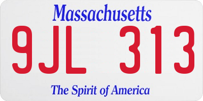MA license plate 9JL313