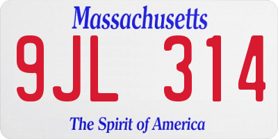 MA license plate 9JL314