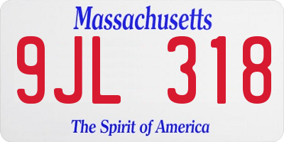 MA license plate 9JL318