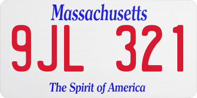MA license plate 9JL321