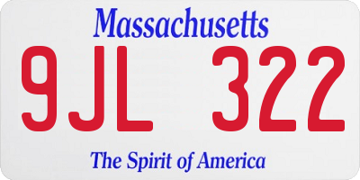 MA license plate 9JL322
