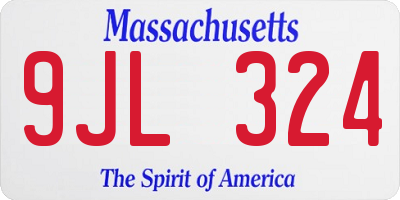 MA license plate 9JL324