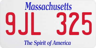 MA license plate 9JL325