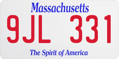 MA license plate 9JL331