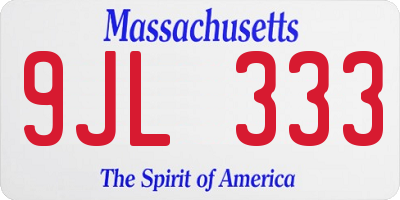 MA license plate 9JL333