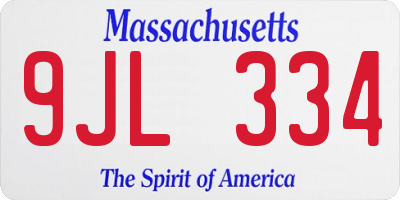 MA license plate 9JL334