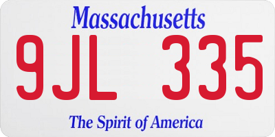 MA license plate 9JL335