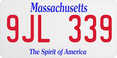 MA license plate 9JL339