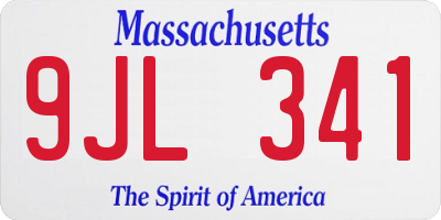 MA license plate 9JL341