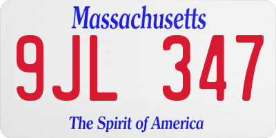 MA license plate 9JL347