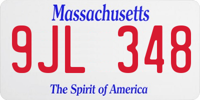 MA license plate 9JL348