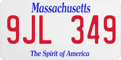MA license plate 9JL349