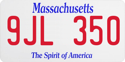MA license plate 9JL350