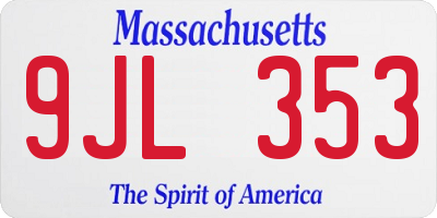 MA license plate 9JL353