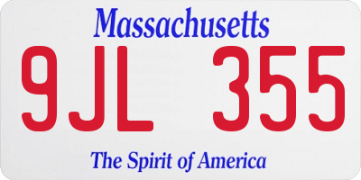 MA license plate 9JL355