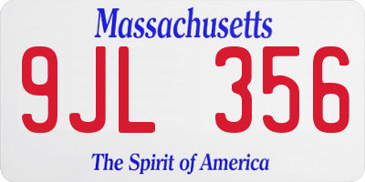 MA license plate 9JL356