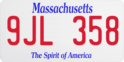 MA license plate 9JL358