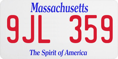 MA license plate 9JL359
